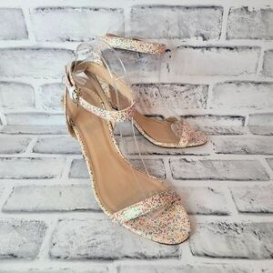 New Rare J Crew Glitter Fleck Strappy Heels size 8.5